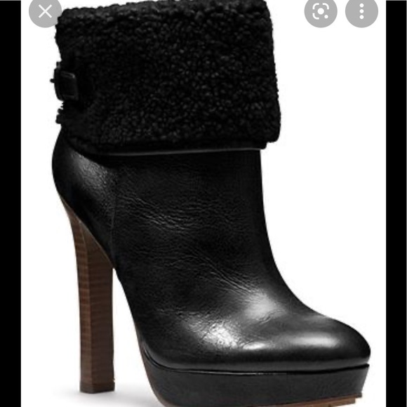 Coach real leather n shearling platform bootie with non skid sole size…